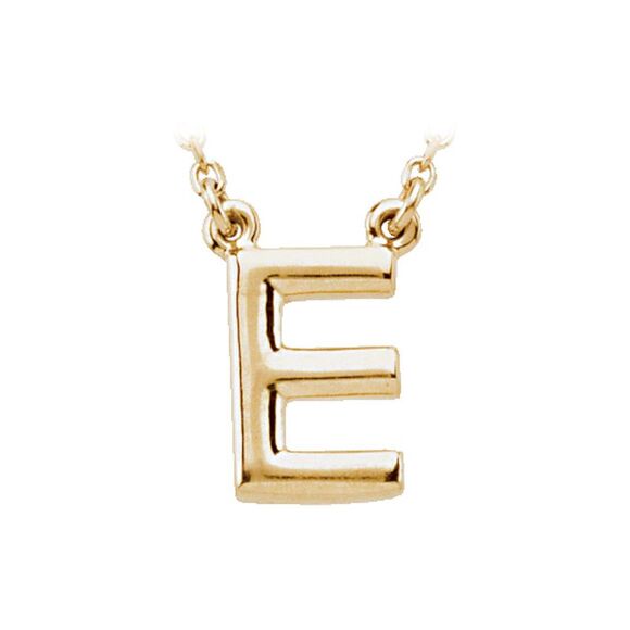 14K Yellow Gold, Kendall Collection, Block Initial E Necklace, 16 Inch - Picture 1 of 4